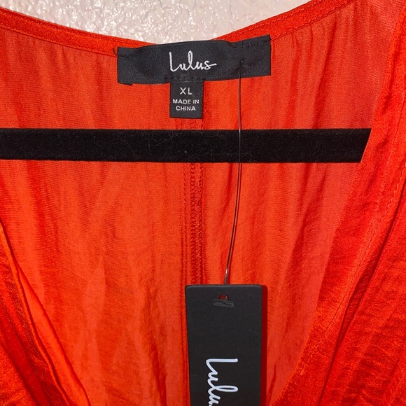 Red Tie Back Batwing-Sleeve Smocked Top - Picture 2 of 7